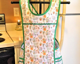 Vintage Style Crossover No Tie Apron for Gardening Lovers size Large