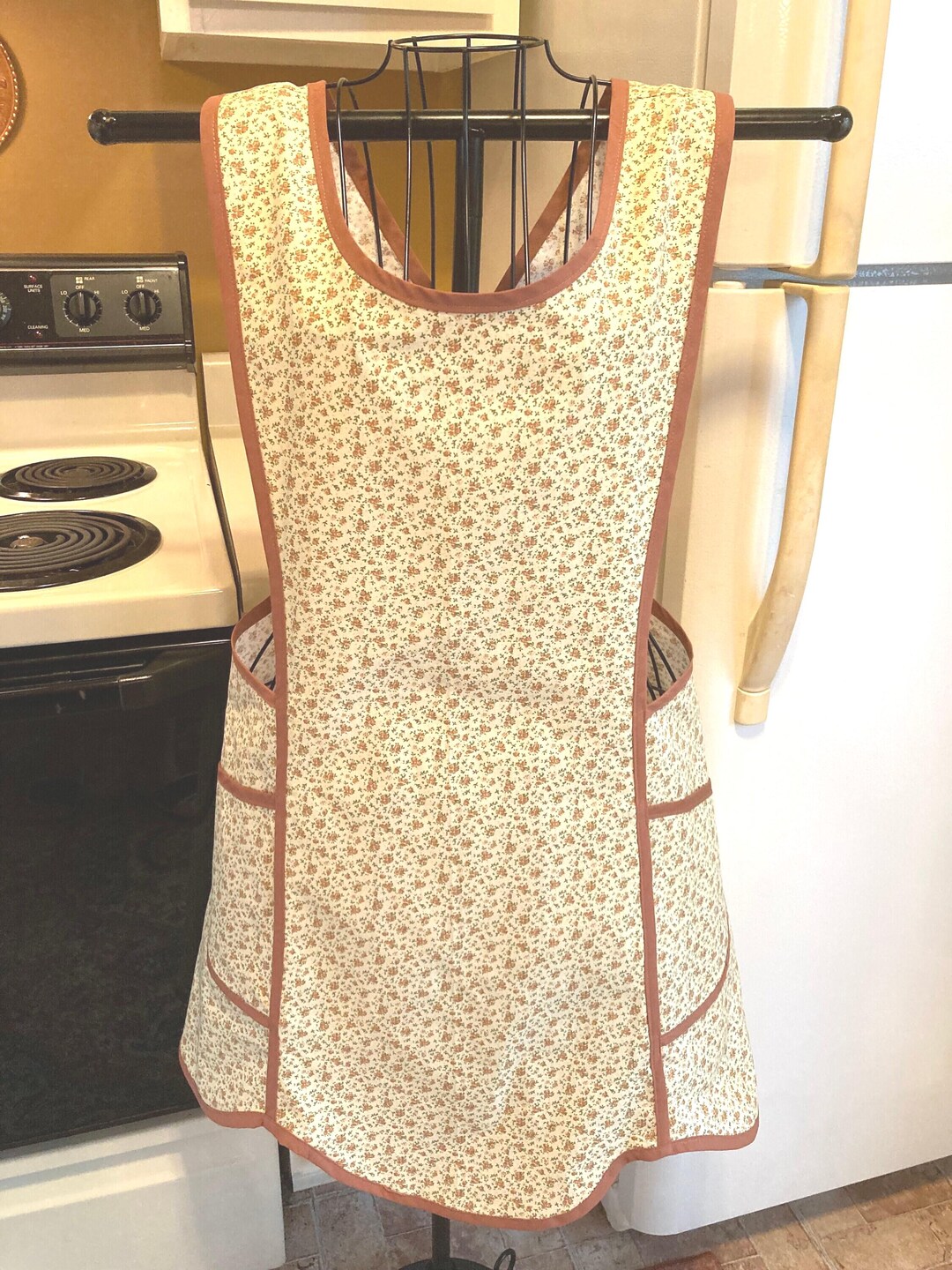 Crossover Vintage Style No Tie Apron in Warm Brown Size XL - Etsy