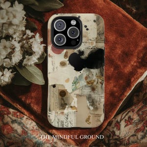 Texture di carta per acquerello astratta, pennello beige, crema e nero / Custodia per iPhone e Samsung