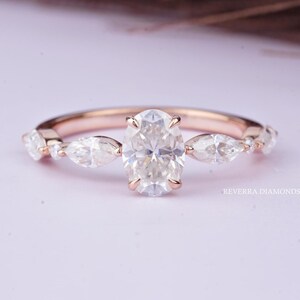 Oval 0.75 Ct Lab Diamant Verlobungsring Aus 14K Gold, Marquis Und Oval Diamant Versprechensring, Krallenspitze, Bestes Jubiläumsgeschenk für Sie