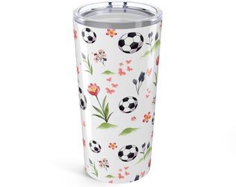 Leuke voetbalbeker 20oz, cadeau sportfan, gepersonaliseerde reismok, voetballiefhebber drinkgerei, verjaardagscadeau, voetbalbeker, voetbalmoeder