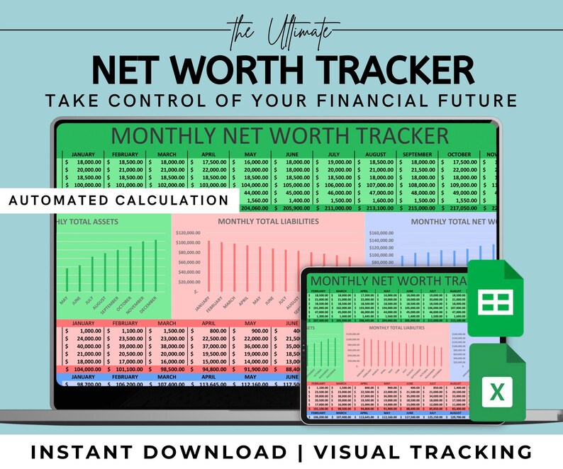 Net Worth Tracker Template | Easy Budget Spreadsheet | Google Sheets ...
