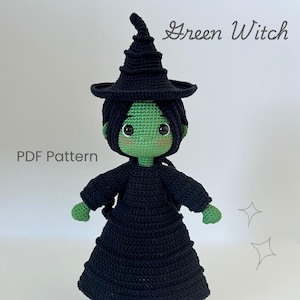 Green Witch Crochet Doll Amigurumi PDF Pattern
