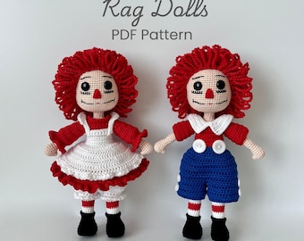 Patrón PDF Rag Dolls Crochet Amigurumi, paquete 2 en 1
