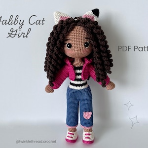 Gabby kattenmeisje gehaakte pop amigurumi pdf-patroon