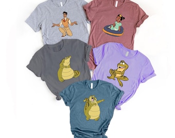 Frog Princess Shirt, Bayou Fairytale Characters T-Shirt, Cartoon Frog Tee, Princess & Prince Shirt, Cute Disney Style Gift, Customize Shirt