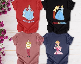 Custom Name Disney Characters Shirt, Personalized Disney Shirt, Disney Family Trip Shirt, Walt Disney World Shirt, Cinderella Shirt