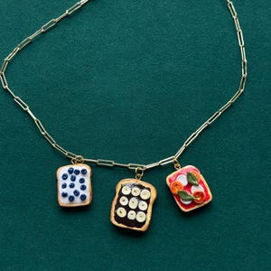 Brunch charm necklace/ bakery charm necklace / realistic food necklace/ polymer clay necklace / hand sculpted jewelry /