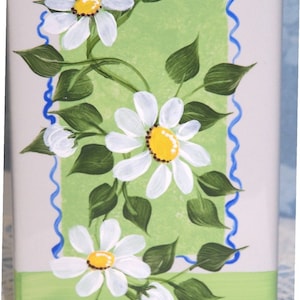 White Ceramic Daisy Vase, hand painted Daisy vase,