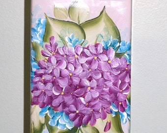 Ceramic Vase with hand Painted Lilacs