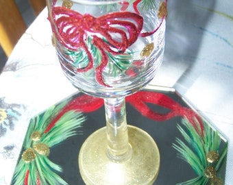 christmas candle with mirror, 3 piece set, votive candle holder