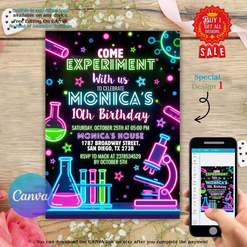 Editable Mad Science Experiment Birthday Invitation, Science Experiment ...
