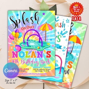 Splash Pad Party Invitation, Editable Splash Invitation, Water Park Party Invitation, Waterpark Invite, Splash Pad Invitation