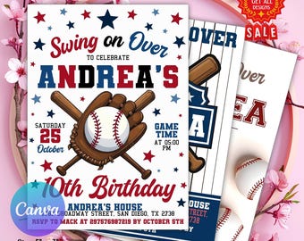Editable Baseball Birthday Invitation, Baseball Invites, Instant Download Baseball Invitations, Baseball Digital File Baseball Invitation