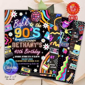 Editable Back to the 90s Birthday Invitation, 90s Digital Invitation, Text Message Invitation Retro, 90s Birthday Invitation, 90s Download