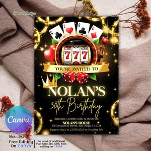 Casino Birthday Invitation Editable Casino Theme Birthday Invitation Casino Poker Engagement Birthday Party Invitation Casino Template