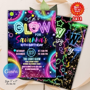 Bewerkbare Glow Party verjaardagsuitnodiging, Glow uitnodiging, Glow Crazy verjaardagsuitnodiging, Glow verjaardagsuitnodiging, Glow verjaardagsuitnodiging