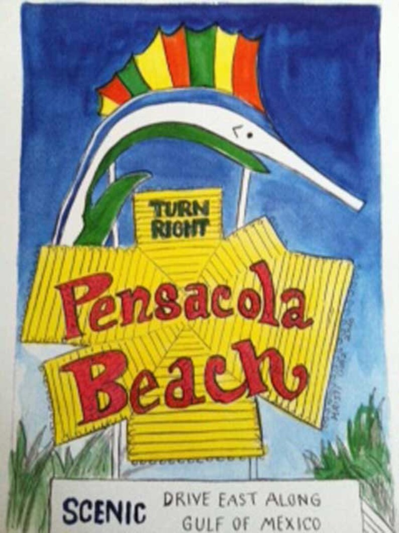 Right at Pensacola Beach 9 X 12 Inch Art Print Beachy Art Etsy