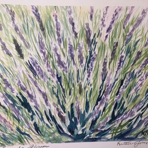 Lavender Flower | 8 x 10 Print of Watercolor Painting Lavender Farm Louisiana country art field purple French country herb