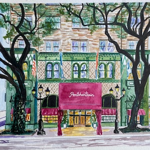 Pontchartrain Hotel New Orleans | 8 x 10 inch print of watercolor Louisiana Artist Kristi C Jones New Orleans art architecture