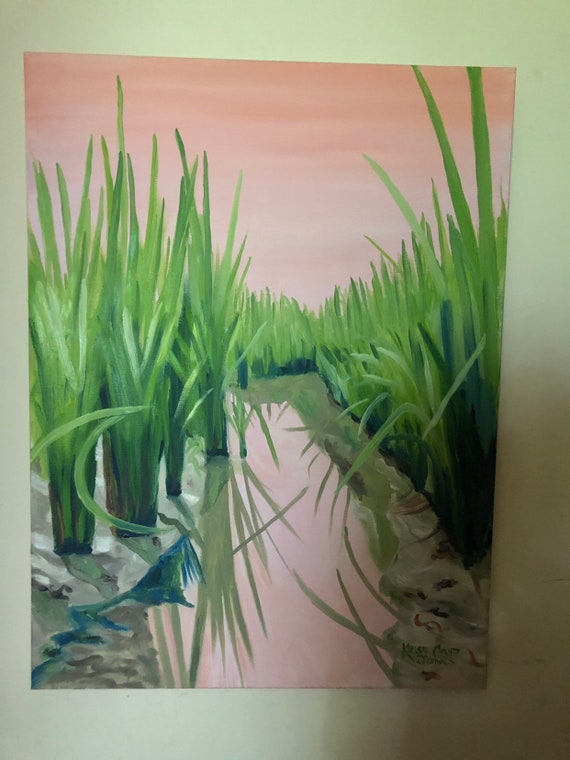 日の出の田んぼ | 18 x 24インチ印象派 | 風景画 農業 農場 田舎