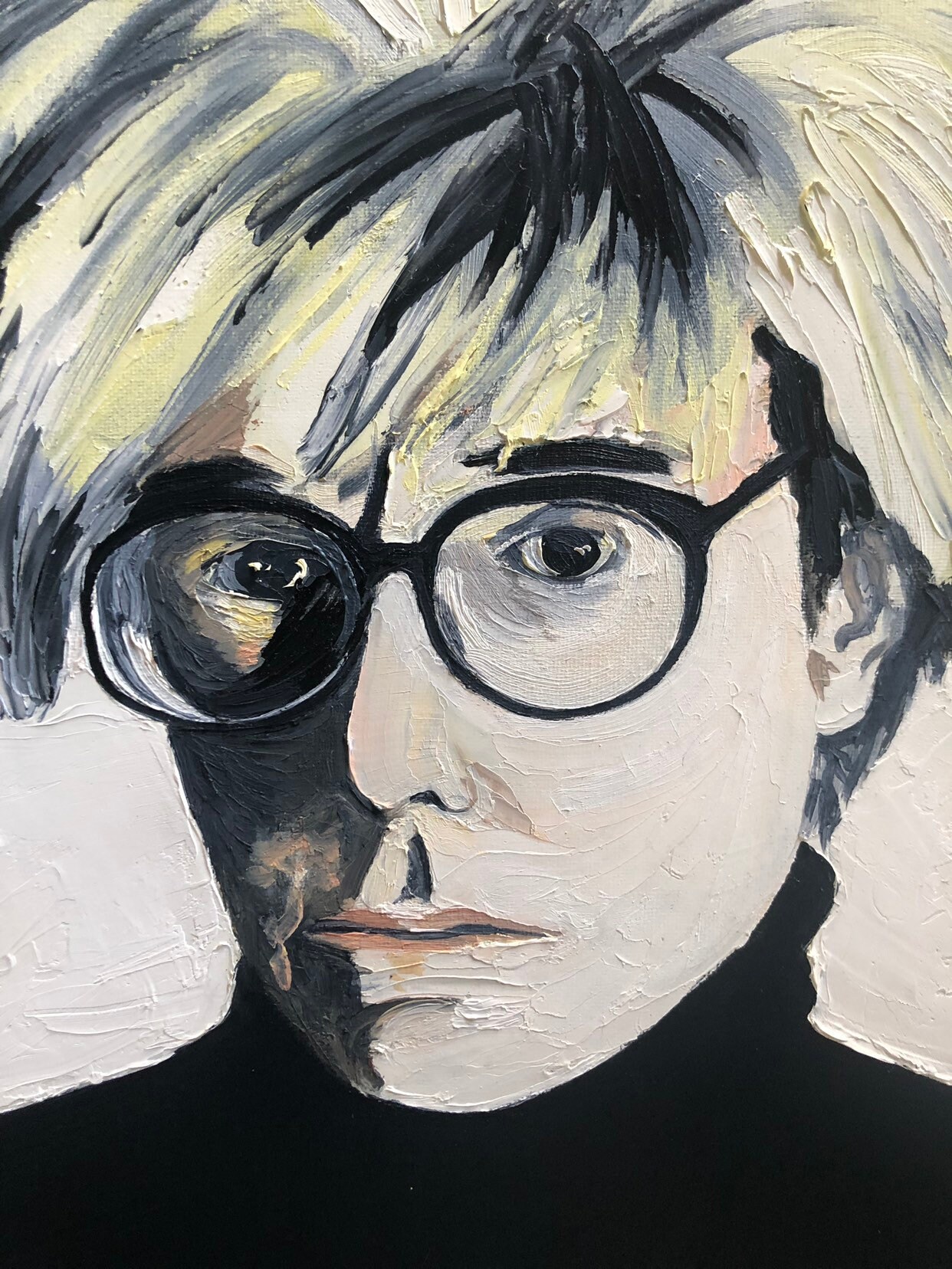 アメリカ油彩 アンディ・ウォーホル「人物」サイン　F6額装済み 肉筆手描き 油絵 アンディ・ウォーホル モンロー 人物画 F6 額付き 手描き