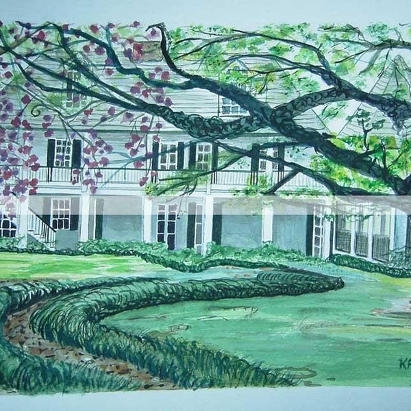 Melrose Plantation | 11 X 14 | Signed Print | Louisiana Artist Kristi Jones | antebellum | historical architecture | house plantation art