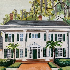 Cypress Grove Estate House / 11 X 14 STAMPA acrilica dell'artista della Louisiana Kristi Jones / Orlando Florida palme muschio