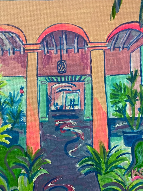 ロイヤルハワイアンホテルの楽園 | オリジナル絵画 ホノルル ハワイ