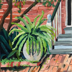 Kay’s Courtyard | 8 x 10 inch Print | art Fern Bricks South southern Louisiana architecture small canvas garden