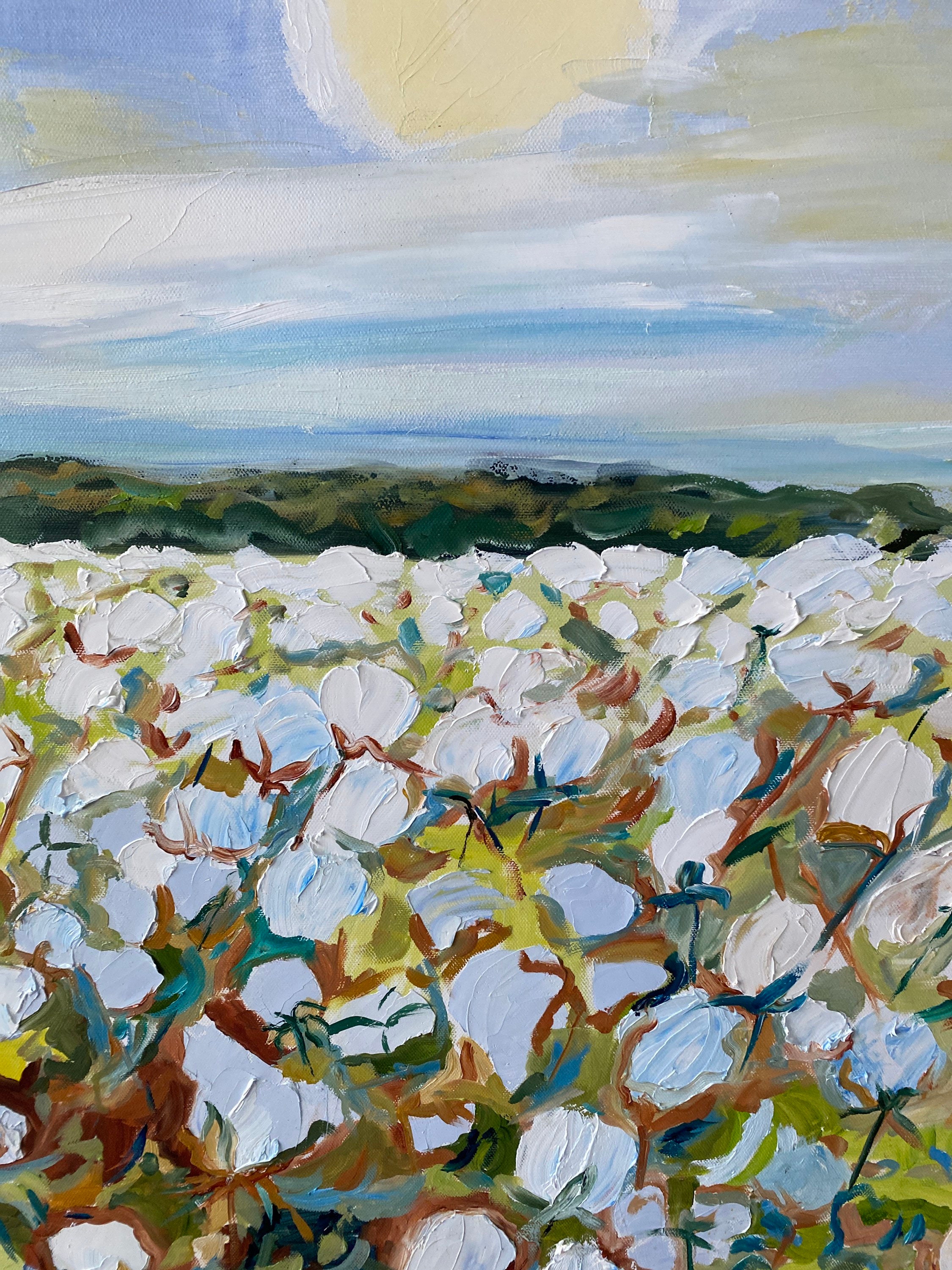 Cotton Fields Back Home Oil Painting botanical Cotton Etsy