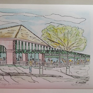 Cafe du Monde - Print of Watercolor and Ink Painting by Louisiana Artist Kristi Jones