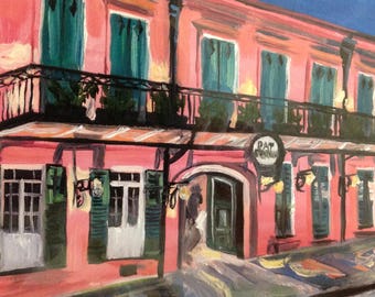 Pat O' Briens at Night | 8 x 10 Print French Quarter courtyard New Orleans Louisiana pink drink fountain alcohol bar