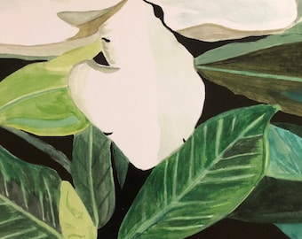 Magnolia Flower and Bud - 11 X 14 Signed Print by Louisiana Artist Kristi Jones