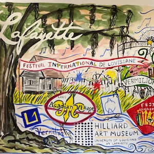 Le arti di Lafayette / 11 x 14 STAMPA firmata di pittura ad acquerello / Louisiana Louisiana Vermilionville Acadian Village arte