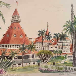 Hotel Del Coronado | 11 x 14 Print of Original Watercolor Painting | San Diego California Beach hotel art tropical palm trees architecture