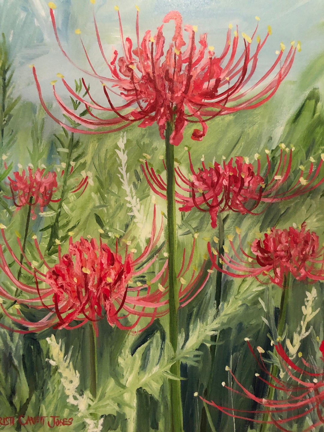 Spider Lilies and Rosemary | Print Multiple Sizes Available | Louisiana  Artist Kristi Jones | Impressionist Painting Fall Autumn Flowers - Etsy