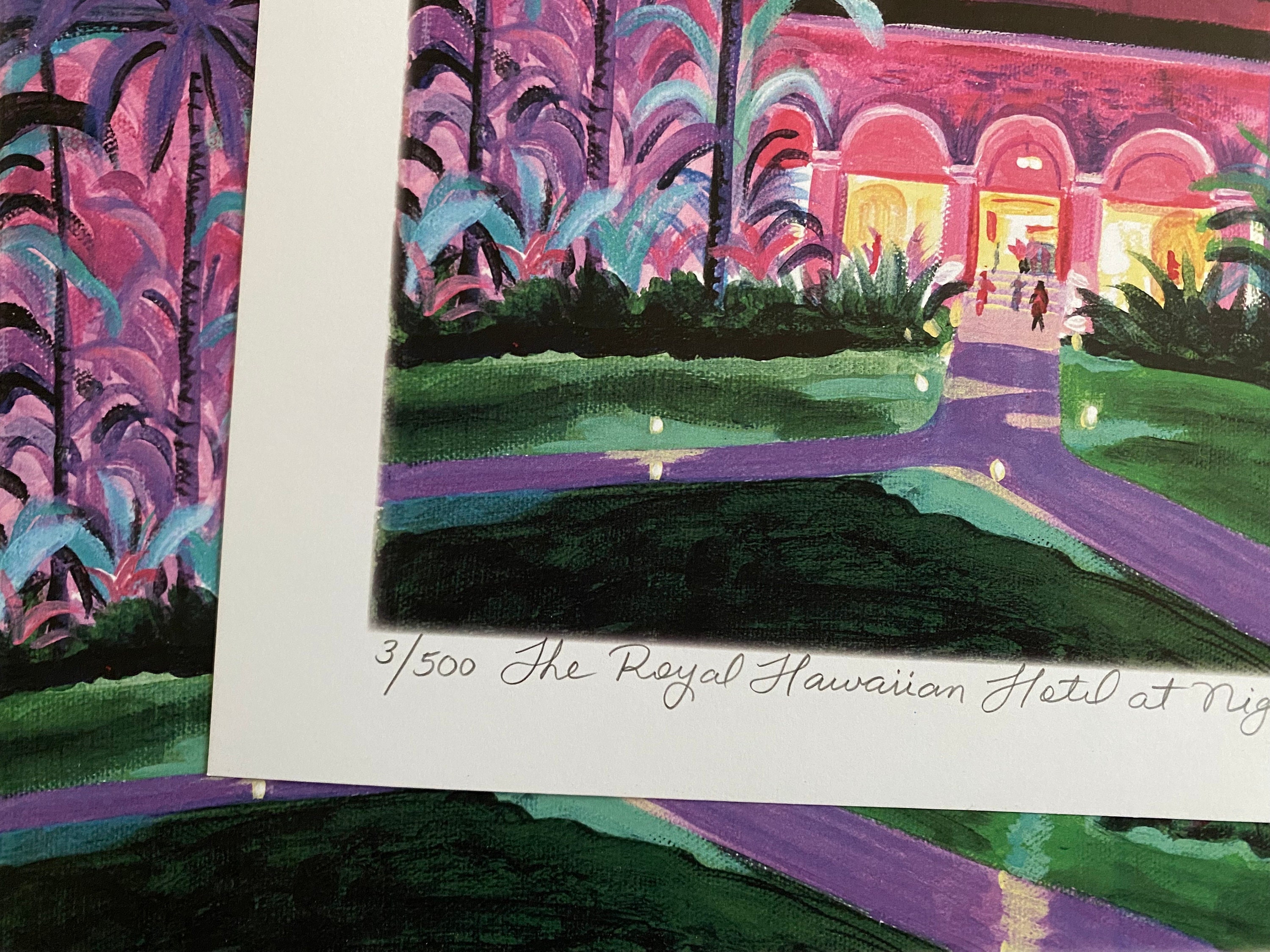 ロイヤルハワイアンホテルの夜景 | 11 x 14 水彩画のサイン入り
