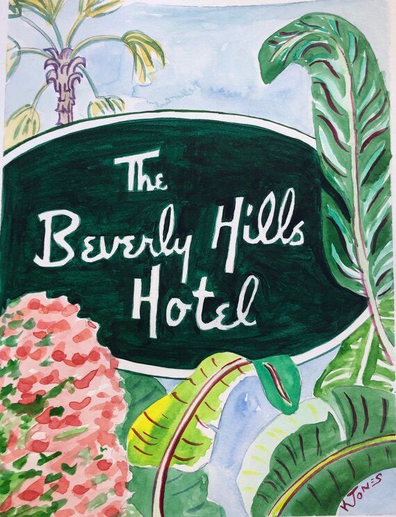 The Beverly Hills Hotel 11 X 14 Signed Watercolor Print | Etsy