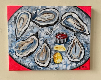 HALF DOZEN OYSTERS | 11 x 14 inch prints by Louisiana Artist Kristi Cavett Jones New Orleans 11 x 14 inch seafood oyster kitchen art