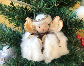 Cotton Boll Angels | Handmade Christmas Ornament | country farm south southern angel