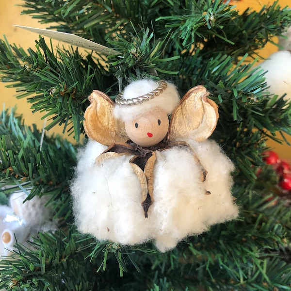 Cotton Boll Angels | Handmade Christmas Ornament | country farm south southern angel