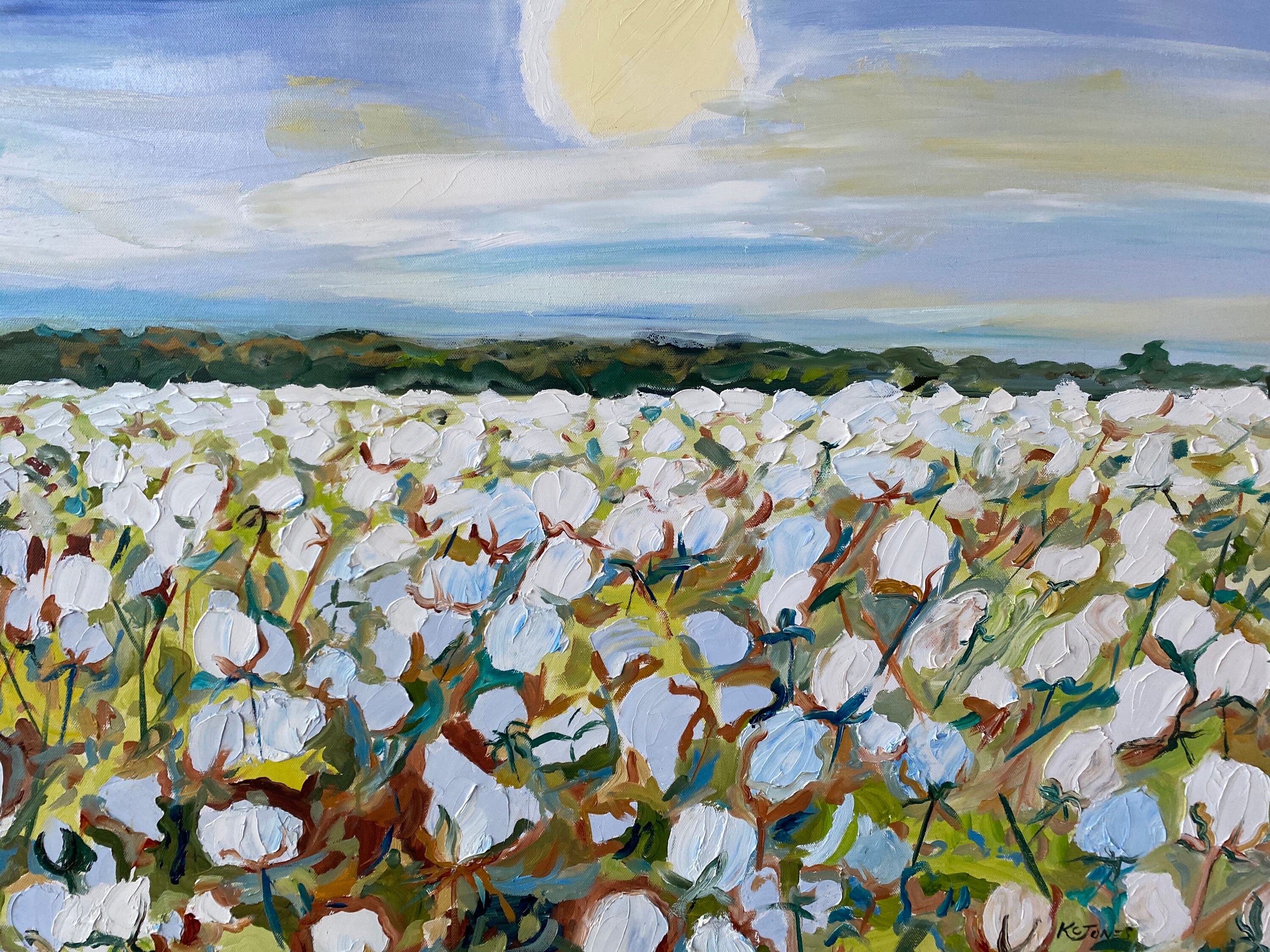 Cotton Fields Back Home Oil Painting botanical Cotton Etsy