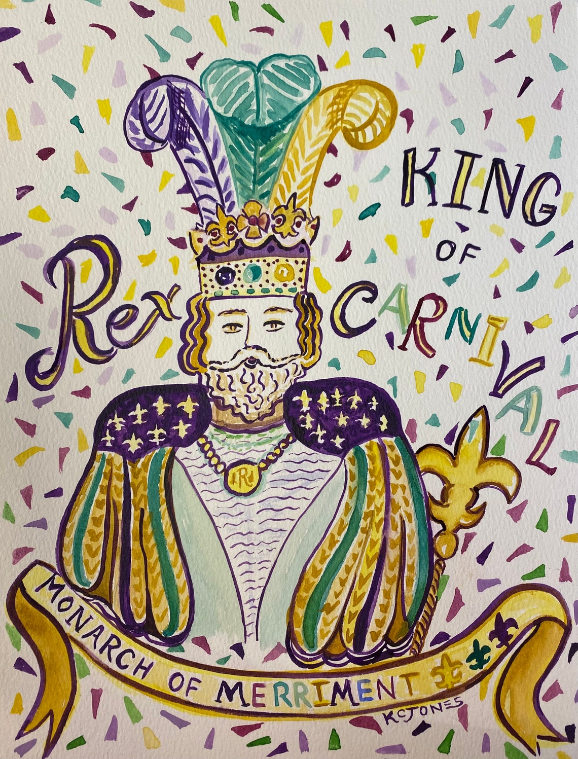 Rex King of Carnival 8 X 10 Inch Watercolor PRINT by Etsy
