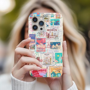 Passport Phone Case, Collage Phone Case, Travel Lover Gift, Trendy Preppy iPhone Case, Aesthetic Travel Collage Phone Case, FREE Shipping