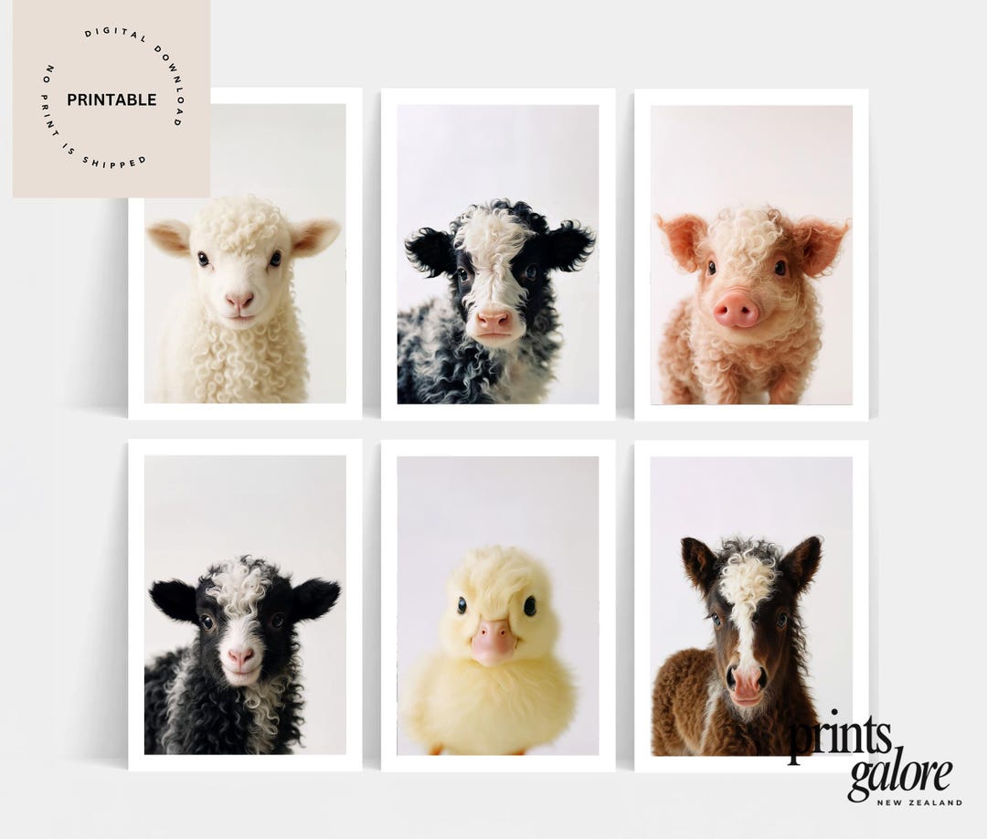 Baby Farm Animal Nursery Art Print: Kids Room Decor (digital Download ...
