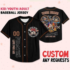 Custom Yo Ho Yo Ho Pirates Life Disney Baseball Jersey, Custom Name Shirt, Family Matching Outfit, Disney Trip 2025, Kid Youth Adult Gift
