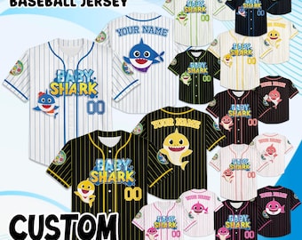 Custom Baby Shark Baseball Jersey, Kid Youth Adult Shark Shirt, Family Outfit, Personalized Baby Shark Jersey