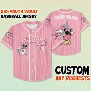 Custom Disney Minnie Baseball Jersey – Mickey & Friends White Shirt| Personalized Disney Trip Outfit| Family Vacation Tee