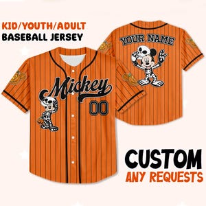 Custom Halloween Mickey Baseball Jersey, Matching Disney Trip Outfit, Family Group Skeleton Mickey Shirt, Personalized Jersey